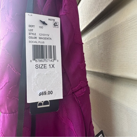 BCX Plus Pink Purple Mauve Ruffled Textured High-Low Dress. Size 1X. NWT! - Picture 5 of 13